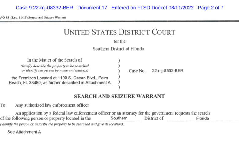 Trump affidavit shows search warrant never should have been approved