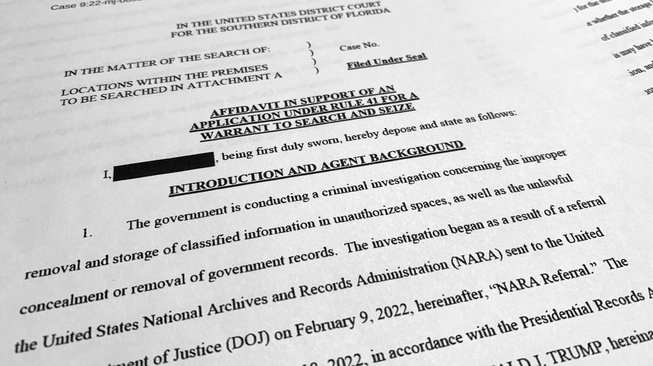 Trump affidavit shows search warrant never should have been approved