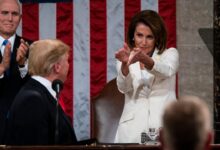 Protesters gather at sf home of nancy pelosi hang up hair curlers after salon visit