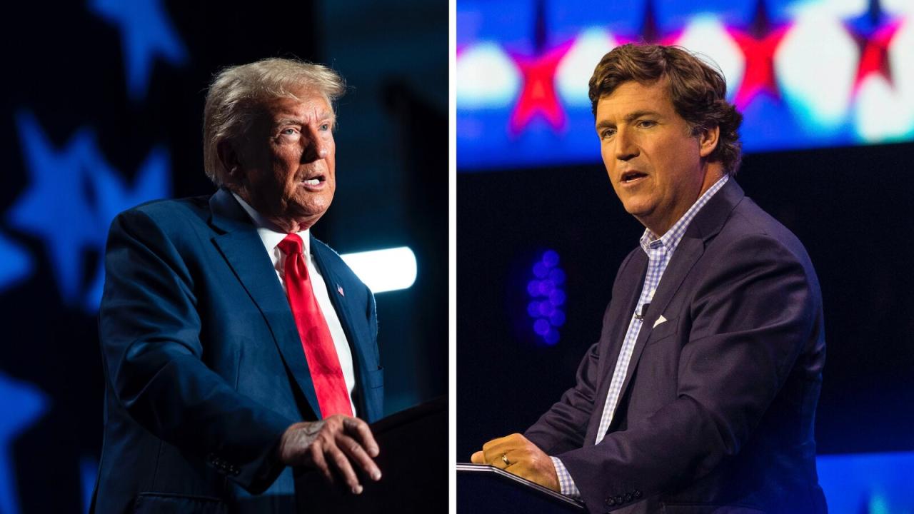 Trump challenges political orthodoxies in tucker carlson interview