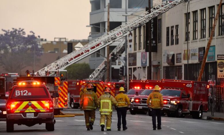 Los angeles fire explosion leave at least 11 firefighters injured all expected to survive lafd