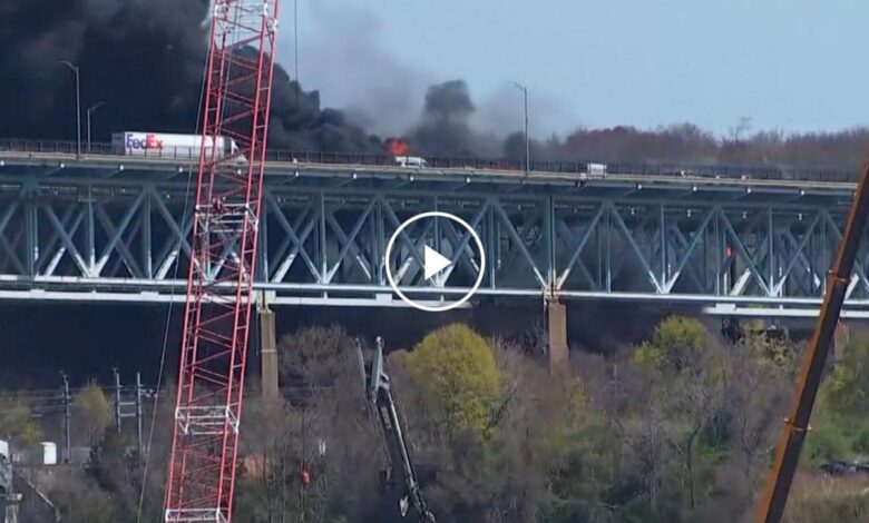 Fatal crash sparks fire on major connecticut highway bridge