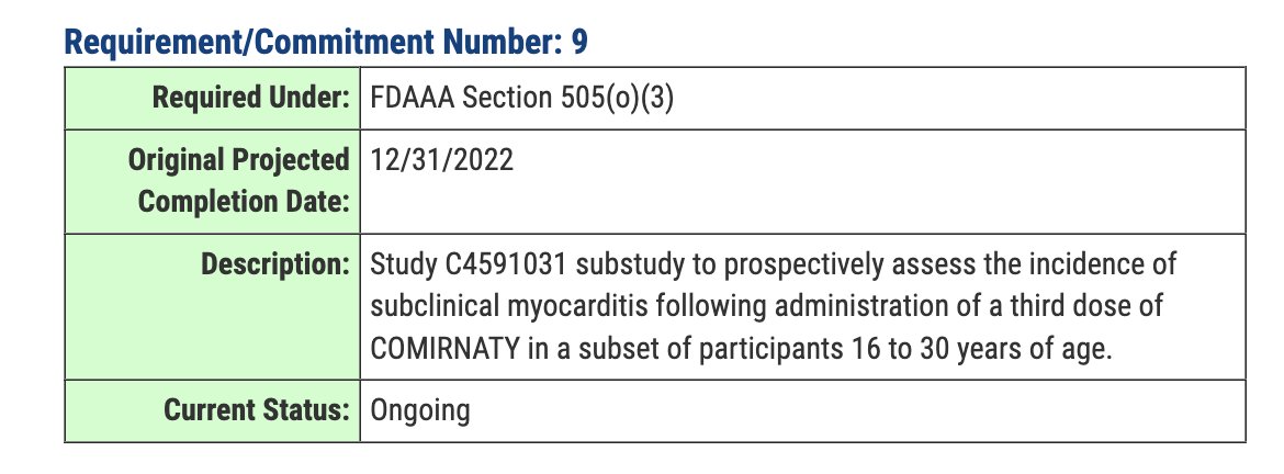 Fda has results of subclinical myocarditis studies but wont release them yet