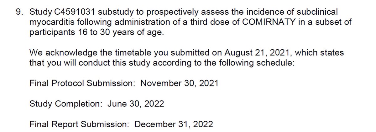 Fda has results of subclinical myocarditis studies but wont release them yet