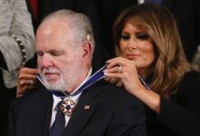 Rush limbaugh receives presidential medal of freedom at trumps state of the union address