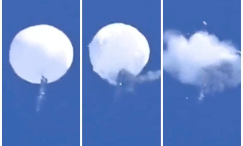 Chinese spy balloon shot down falling toward atlantic