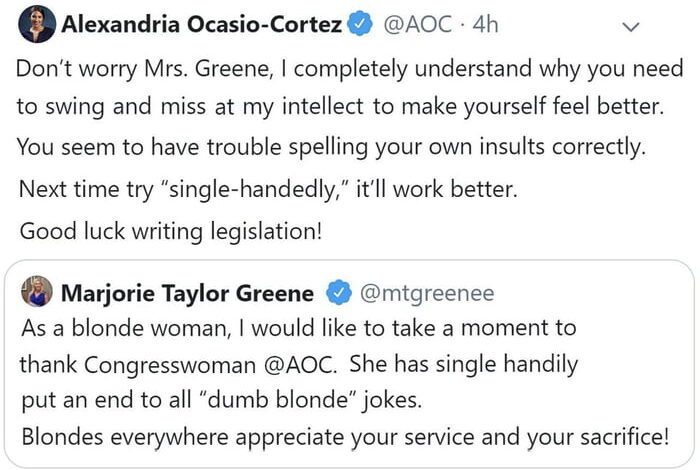 Aoc disrespects working people this tweet tells us where we stand with the left