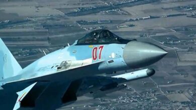 Russian fighter jet fires flares at us drone over syria