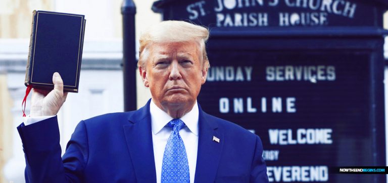 Defying his enemies president trump walks to burned church and lifts up the king james bible driving the enemies of god into apoplectic frenzy