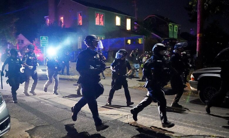 Portland police declare civil disturbance amid clashes after far right far left rallies at least 13 arrested