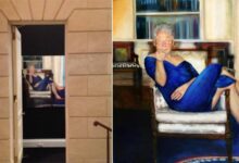 Painting of bill clinton in blue dress and heels was inside jeffrey epsteins nyc mansion report