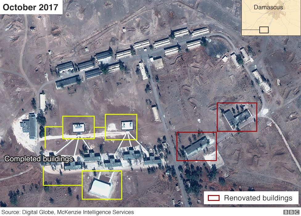 Base syria iran damascus iranian military bbc satellite building intelligence mckenzie services construction near israeli israel permanent syrian globe digital Iran building new classified military base in syria intelligence sources