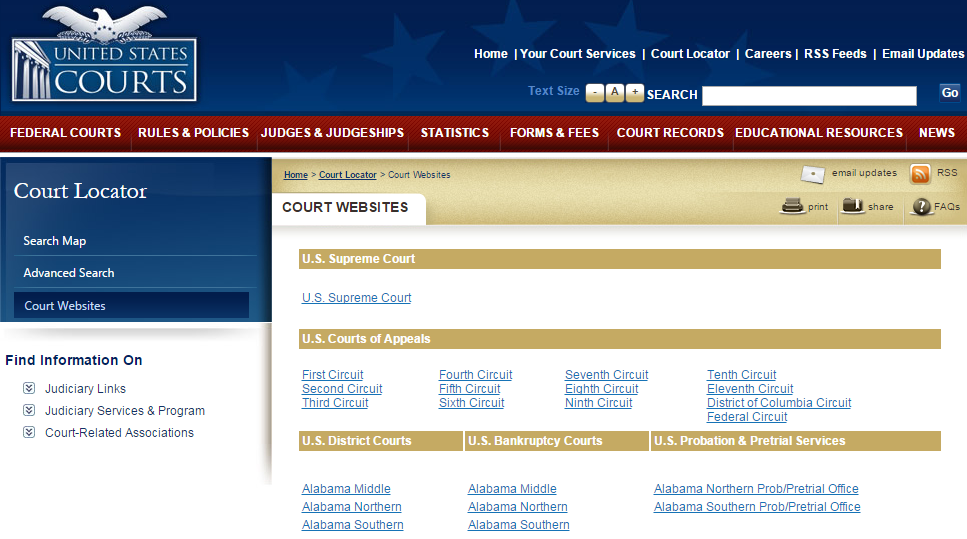 Us court website links