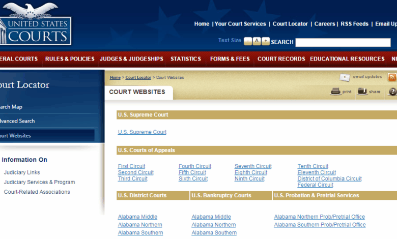 Us court website links
